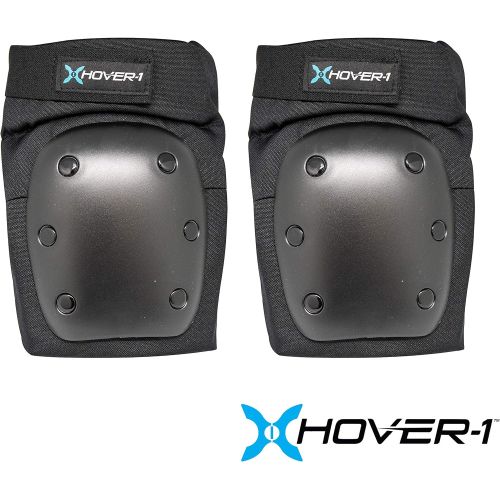  Hover-1 Nylon Protective Elbow Pads Knee Pads & Wrist Guards, For Ages Above 8, Hard PP Shells Impact Resistance & EVA Foam Padding, Large, Black