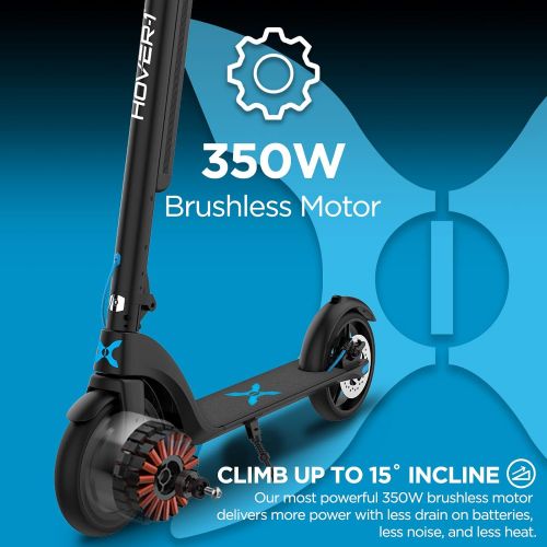  Hover-1 Blackhawk Electric Folding Kick Scooter 18MPH, 28 Mile Range, 6HR Charge, LCD Display, 10 Inch High-Grip Tires, 220LB Max Weight, Certified & Tested - Safe for Kids, Teens