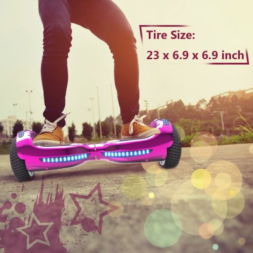  Hoverheart HOVERHEART UL 2272 Certified LED Hoverboard 6.5 Self Balancing Wheel Electric Scooter -Chrome Pink