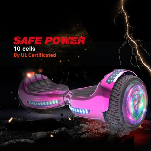  Hoverheart HOVERHEART UL 2272 Certified LED Hoverboard 6.5 Self Balancing Wheel Electric Scooter -Chrome Pink