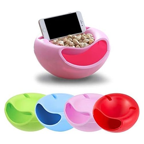  [아마존베스트]Hovico Stylish Snacks Storage Box Double Layer Container Household Plate Dish Organizer - Perfect For Snacks, Fruit, or Pistachio/Sunflower Seeds Storage Box - Phone Slot (Blue)