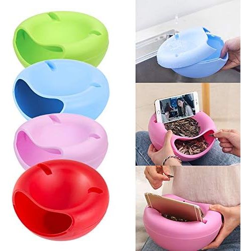  [아마존베스트]Hovico Stylish Snacks Storage Box Double Layer Container Household Plate Dish Organizer - Perfect For Snacks, Fruit, or Pistachio/Sunflower Seeds Storage Box - Phone Slot (Blue)