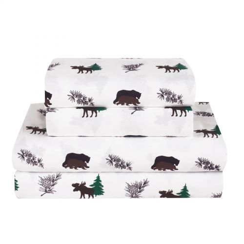  HowPlumb Rustic Bear King Comforter 7 Piece Bedding and Sheet Set Cabin Moose Hunting Lodge Bed in a Bag