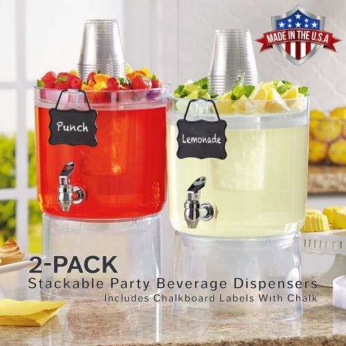  HowPlumb Cold Beverage Drink Dispenser with Hanging Chalkboard Label, Set of 2