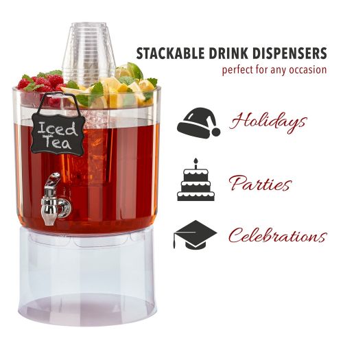  HowPlumb Cold Beverage Drink Dispenser with Hanging Chalkboard Label, Set of 2