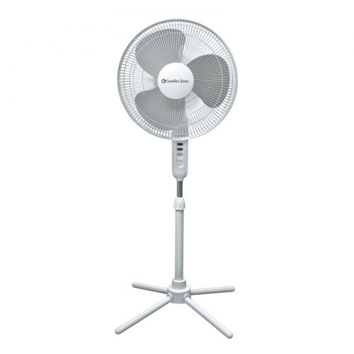  HowPlumb 16 Oscillating Adjustable 3 Speed Pedestal Stand Fan, White