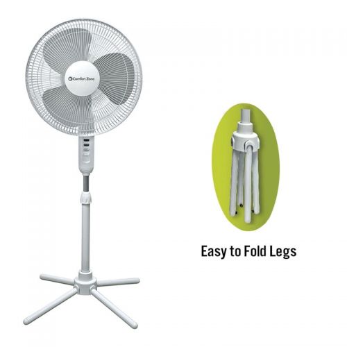  HowPlumb 16 Oscillating Adjustable 3 Speed Pedestal Stand Fan, White