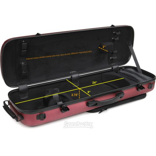  Howard Core CC450 Oblong Scratch-resistant Violin Case - Red, 4/4 Size