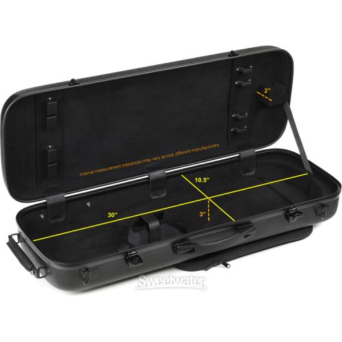  Howard Core CC450V Oblong Scratch-resistant Viola Case - Solid Black, Adjustable 15-16.5 inches