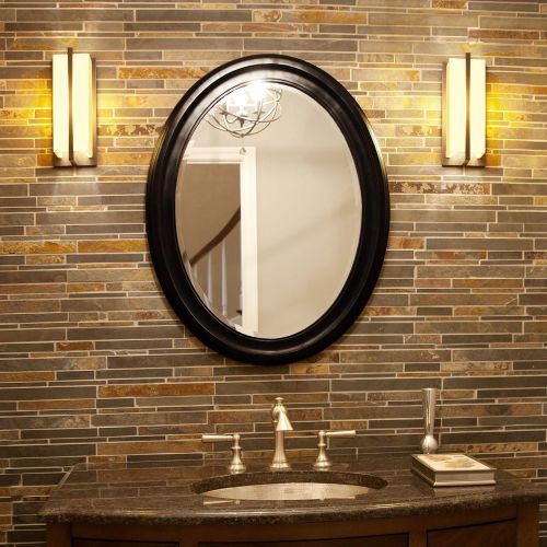  Howard Elliott Collection Howard Elliott George Oval Hanging Wall Mirror, Oil Rubbed Bronze Wood Frame