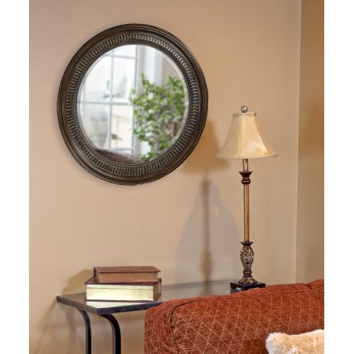  Howard Elliott Collection Howard Elliott Monmouth Mirror, Antique Brown Resin Round Accent Mirror