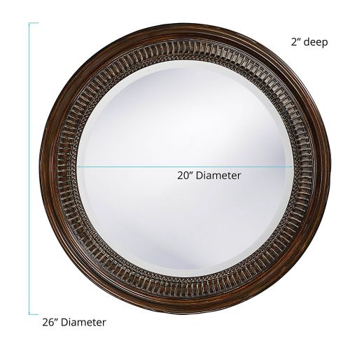  Howard Elliott Collection Howard Elliott Monmouth Mirror, Antique Brown Resin Round Accent Mirror