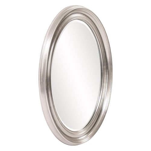  Howard Elliott Collection Howard Elliott Sterling Oval Hanging Wall Or Vanity Mirror, 26 x 33.25 Inch, Silver