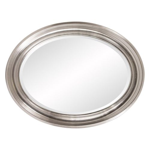  Howard Elliott Collection Howard Elliott Sterling Oval Hanging Wall Or Vanity Mirror, 26 x 33.25 Inch, Silver