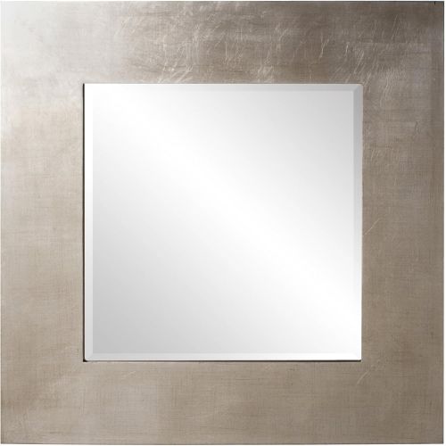  Howard Elliott Collection Howard Elliott Sonic Square Hanging Accent Wall Mirror, Silver Leaf Frame, 20 Inch