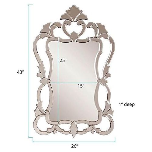  Howard Elliott Collection Howard Elliott Contessa Rectangular Hanging Wall Mirror, Mirrored Frame, 26 x 43 Inch