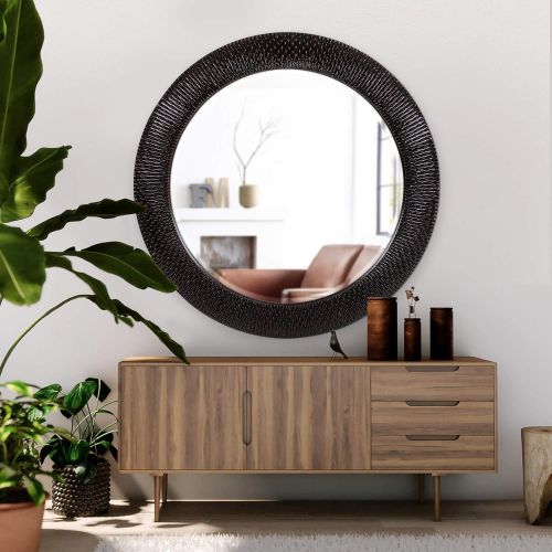  Howard Elliott Collection 2128 Bergman Round Mirror, 54-Inch, Antique Copper