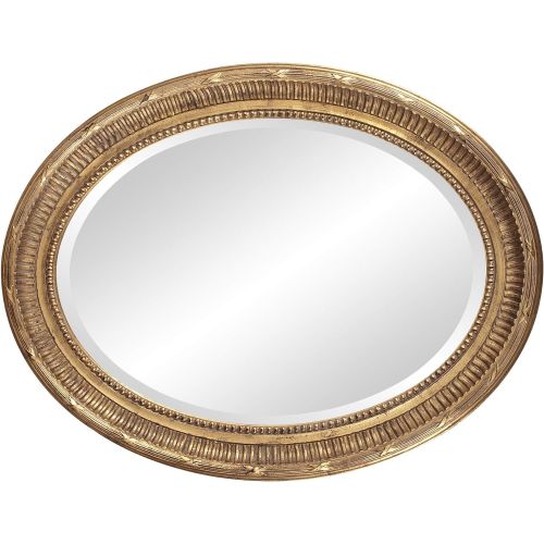  Howard Elliott Collection Howard Elliott Nero Oval Hanging Wall Or Vanity Mirror, 26 x 34 Inch, Rich Country Gold