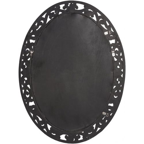  Howard Elliott Collection Howard Elliott Suzanne Oval Hanging Wall Mirror, Ornate Scroll Pattern Resin Frame, Antique Gold Leaf, 27 x 37 Inch