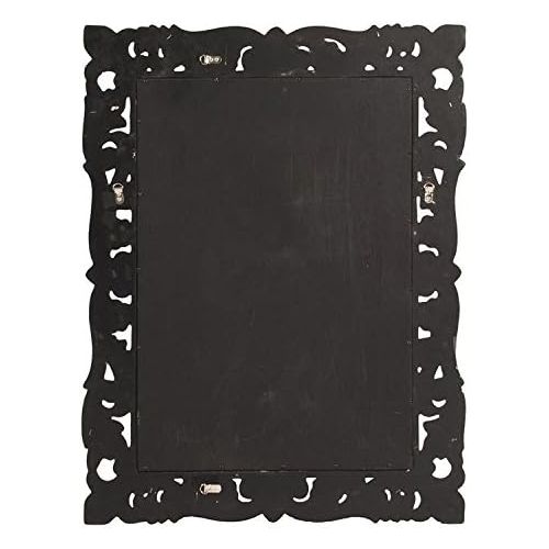  Howard Elliott Collection Howard Elliott Chateau Rectangular Hanging Wall Mirror, Scroll Work Frame, Black, 31.5 x 42 Inch