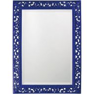 Howard Elliott Collection Howard Elliott 6041RB Bristol Rectangular Wall Mirror, Scroll Design, Glossy Royal Blue