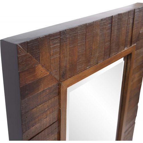  Howard Elliott Collection Howard Elliot Timberlane Rustic Wall Mirror, Walnut Finished Wood Frame Accent Mirror
