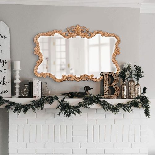  Howard Elliott Collection Howard Elliott Talida Mirror, Ornate Wall Focal Point, Resin Frame, Gold, 27 Inch x 38 Inch x 1 Inch