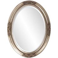 Howard Elliott Collection Howard Elliott Queen Ann Oval Hanging Wall Mirror, Beveled, Vanity, Antique Silver Leaf, 25 x 33 Inch