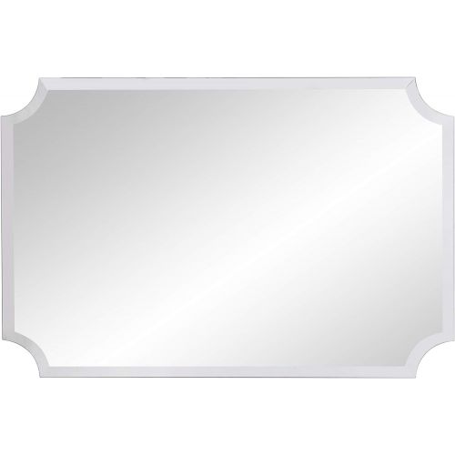  Howard Elliott Collection Howard Elliott Frameless Scalloped Hanging Wall Mirror, Rectangle (24 x 36 Inch), Silver - Bathroom, Vanity, Bedroom