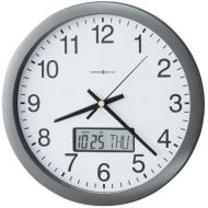 Howard Miller Chronicle Wall Clock with LCD Inset, 14in, Gray, 1 AA Battery