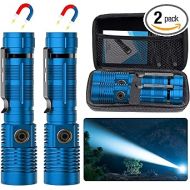 Small Tactical Flashlights 20000 High Lumens - 1500 Meters Long Beam Super Bright LED Magnetic Flashlight USB Rechargeable Zoomable 5Modes Long Beam Spotlight Flashlight for Hiking, Camping-Blue