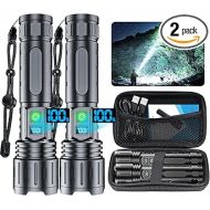 Flashlights 20000 High Lumens Rechargeable - 20H Runtime 1500 Meters Long Beam Super Bright LED Flash Light with Power Display & IPX5 Waterproof for Camping, 5 Modes, Zoomable Handheld Flashlight,2pcs