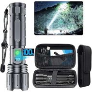 Flashlights 20000 High Lumens Rechargeable - 1500 Meters Long Beam Super Bright LED Flash Light with Power Display & IPX5 Waterproof for Camping, 20H Runtime,5 Modes,Zoomable with Belt Holsters