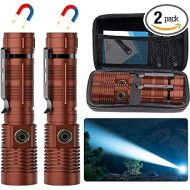 Small Tactical Flashlights 20000 High Lumens - 1500 Meters Long Beam Super Bright LED Magnetic Flashlight USB Rechargeable Zoomable 5Modes Long Beam Spotlight Flashlight for Hiking, Camping-Brown