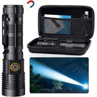 Small Tactical Flashlights 20000 High Lumens - 1500 Meters Long Beam Super Bright LED Magnetic Flashlight USB Rechargeable Zoomable 5Modes Long Beam Spotlight Flashlight for Hiking, Camping, 1pcs