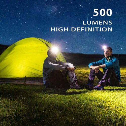  500 Lumens USB Rechargeable Headlamp,Lightweight,Super Bright LED Running Headlamp for Runner,Rainstorm Waterproof,Hoxida LED Headlight Flashlight With Sensor Switch Built in Bat