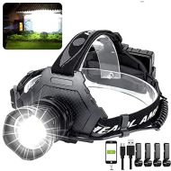 Hoxida LED Rechargeable Headlamp 60000 High Lumen, XPH70 Brightest LED Work Headlight Zoomable, Waterproof, 5 Modes Lightweight Head Lamp for Adult Camping, Hard Hat, Hunting