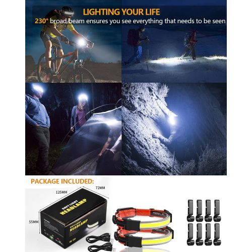  Hoxida LED Headlamp Rechargeable, 1000 Lumen 230° Wide Beam LED Head lamp with Red Taillight, Super Bright LED Running Headlamp for Runner, Waterproof Lightweight Headlamps for Camping Ha