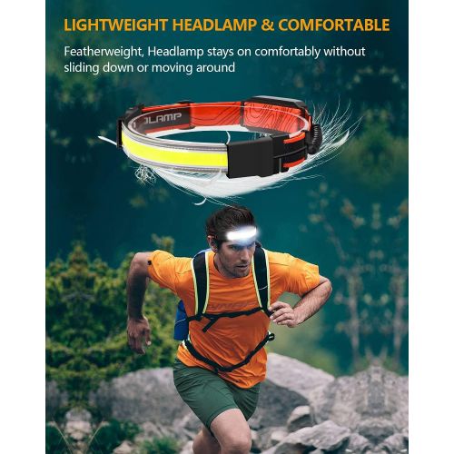  Hoxida LED Headlamp Rechargeable, 1000 Lumen 230° Wide Beam LED Head lamp with Red Taillight, Super Bright LED Running Headlamp for Runner, Waterproof Lightweight Headlamps for Camping Ha