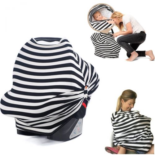  Car Seat Canopy For Infant Baby with Breathing Botton & Nursing Cover & Scarf | Multi-Use - Covers High Chair, Stroller & Shopping Cart, Baby Pillow | FREE GIFT BOX SET By Hoyou