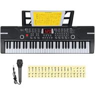 [아마존베스트]Hricane Kids Piano Keyboard, 61 Keys Beginner Electronic Keyboard Portable Digital Music Keyboard, Early Education Music Instrument with Microphone & Music Sheet Stand, Gift for Bo