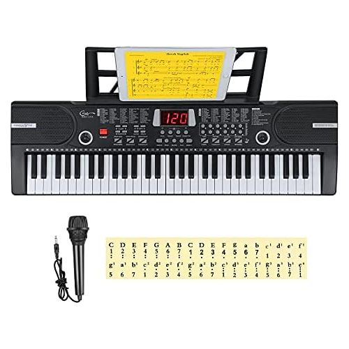  [아마존베스트]Hricane Kids Piano Keyboard, 61 Keys Beginner Electronic Keyboard Portable Digital Music Keyboard, Early Education Music Instrument with Microphone & Music Sheet Stand, Gift for Bo