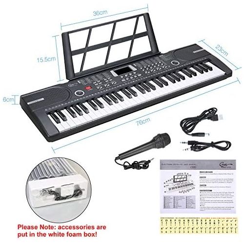  [아마존베스트]Hricane Kids Piano Keyboard, 61 Keys Beginner Electronic Keyboard Portable Digital Music Keyboard, Early Education Music Instrument with Microphone & Music Sheet Stand, Gift for Bo