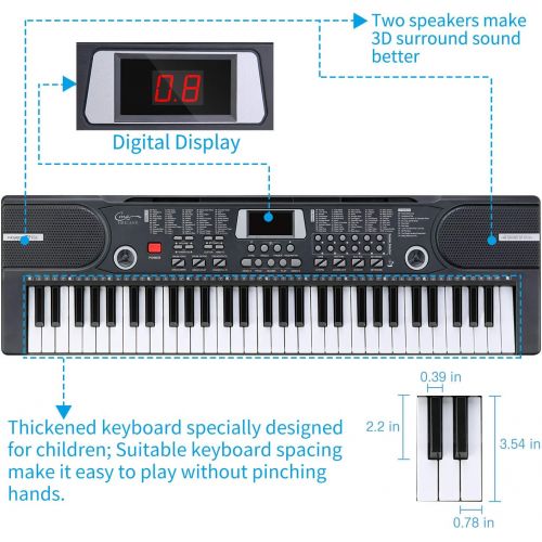  [아마존베스트]Hricane Kids Piano Keyboard, 61 Keys Beginner Electronic Keyboard Portable Digital Music Keyboard, Early Education Music Instrument with Microphone & Music Sheet Stand, Gift for Bo