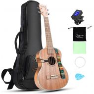 [아마존베스트]Hricane Concert Ukulele 23 inch UKS-2, 4 Strings Ukeleles For Beginners, Sapele Hawaiian Ukele with Ukulele Case and Ukele String Set