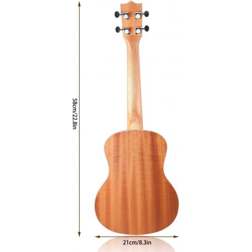  [아마존베스트]Hricane Concert Ukulele 23 inch UKS-2, 4 Strings Ukeleles For Beginners, Sapele Hawaiian Ukele with Ukulele Case and Ukele String Set