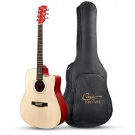 Hricane Acoustic Guitar 41 Full Size Cutaway Steel String Folk Guitar for Beginners, Adults with Gig Bag, Extra Strings and Polishing Cloth GU-2 (Cutaway)