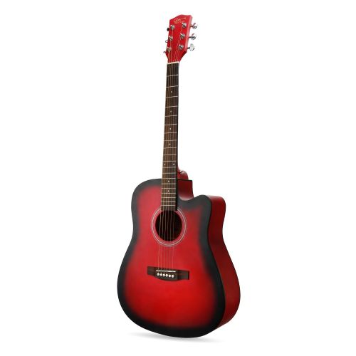  Hricane Acoustic Guitar 41 Full Size Cutaway Steel String Folk Guitar for Beginners, Adults with Gig Bag, Extra Strings and Polishing Cloth GU-2 (Cutaway)