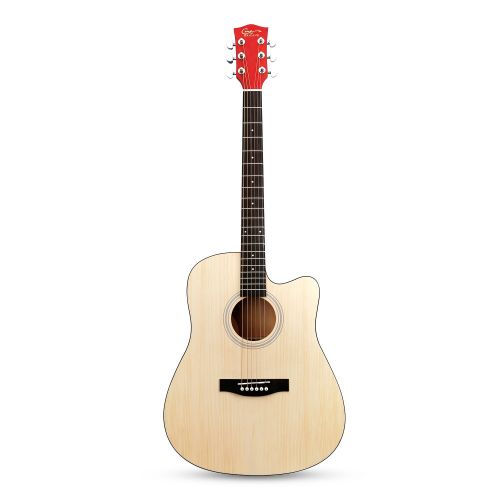  Hricane Acoustic Guitar 41 Full Size Cutaway Steel String Folk Guitar for Beginners, Adults with Gig Bag, Extra Strings and Polishing Cloth GU-2 (Cutaway)