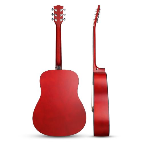  Hricane Acoustic Guitar 41 Full Size Cutaway Steel String Folk Guitar for Beginners, Adults with Gig Bag, Extra Strings and Polishing Cloth GU-2 (Cutaway)